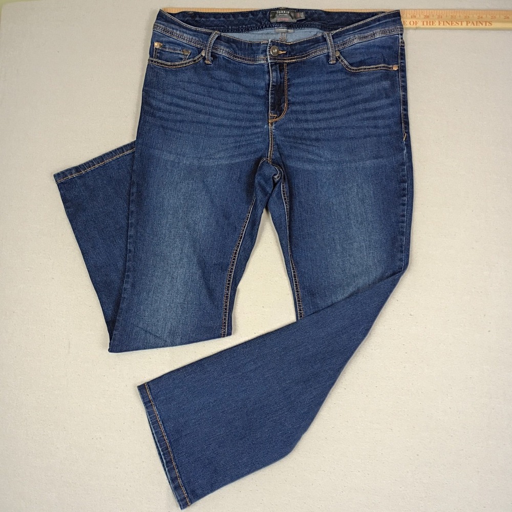 Torrid Womens 16R Luxe Slim Boot Super Stretch Jeans Medium Dark Wash Mid Rise - Picture 7 of 16